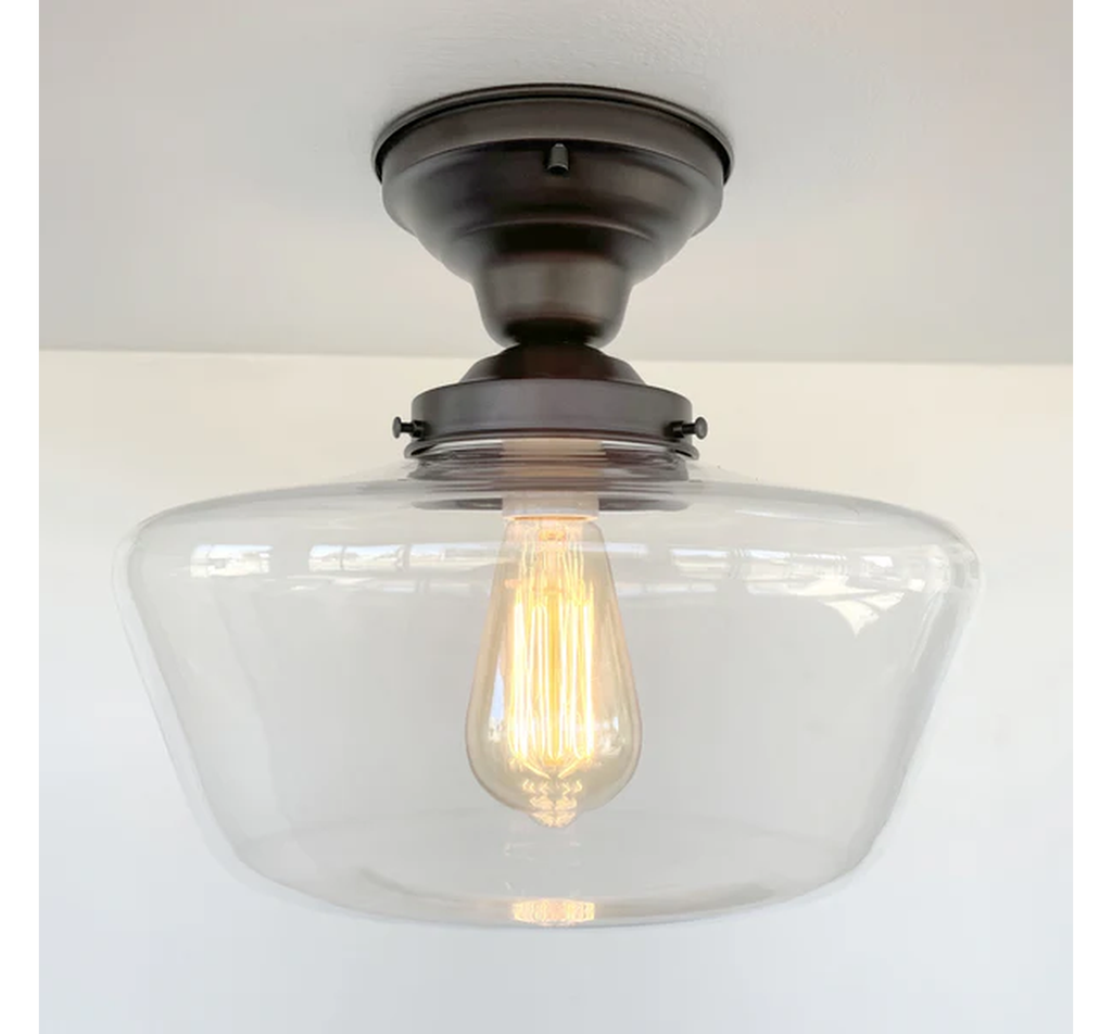 Large Clear Glass Schoolhouse Ceiling Light | 12"