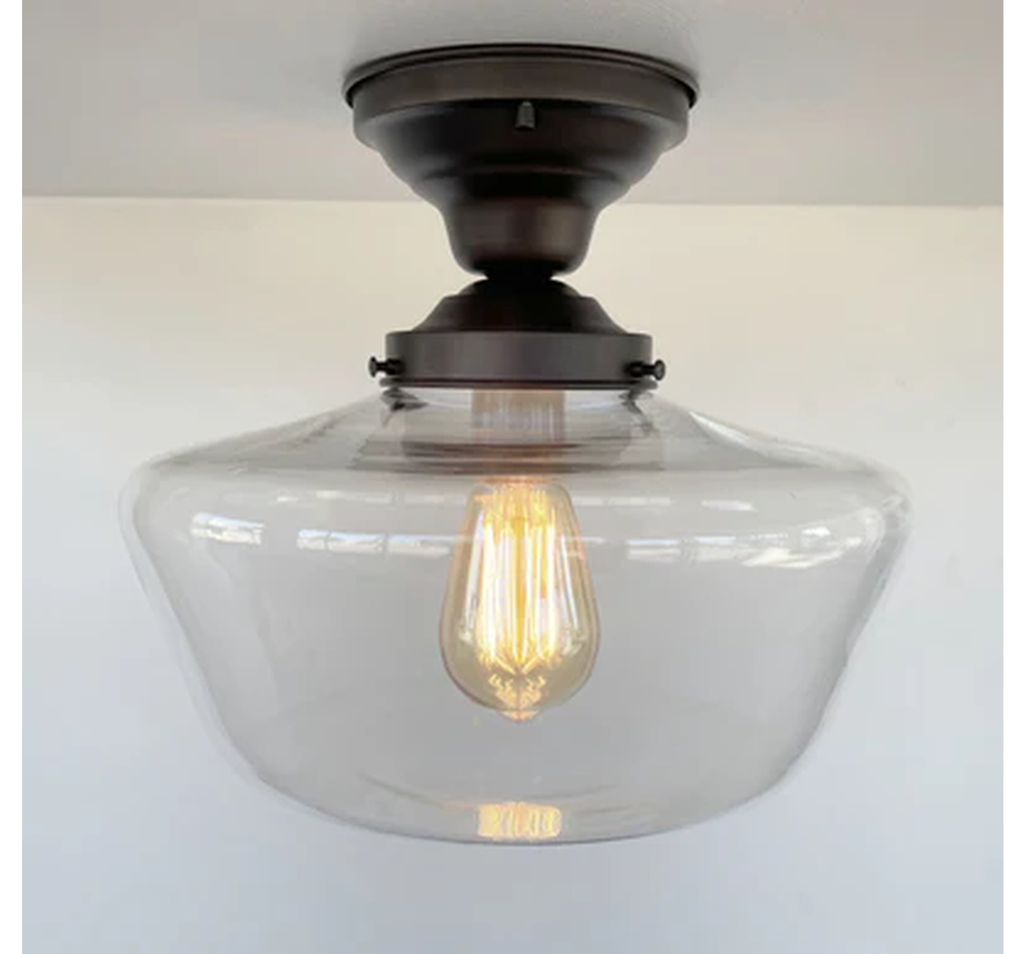 Large Clear Glass Schoolhouse Ceiling Light | 12"