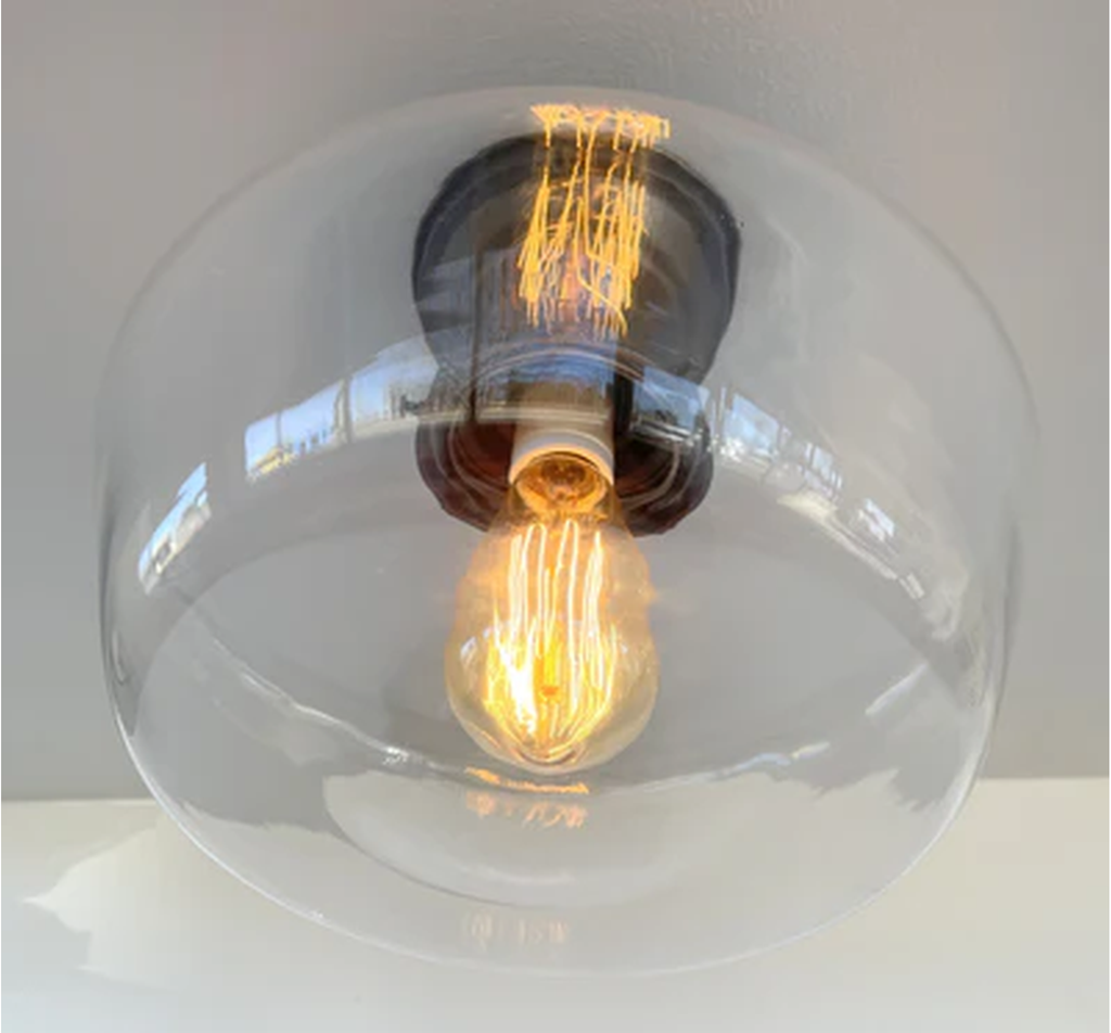 Large Clear Glass Schoolhouse Ceiling Light | 12"