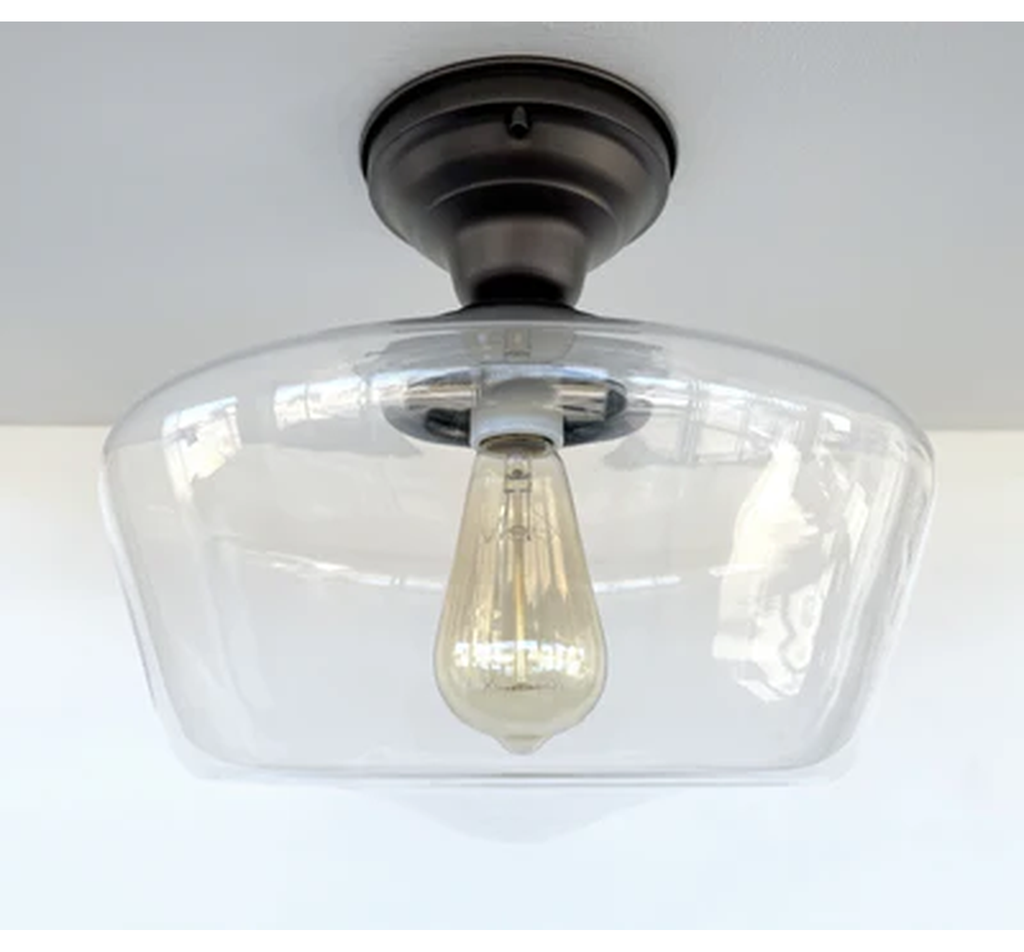 Large Clear Glass Schoolhouse Ceiling Light | 12"
