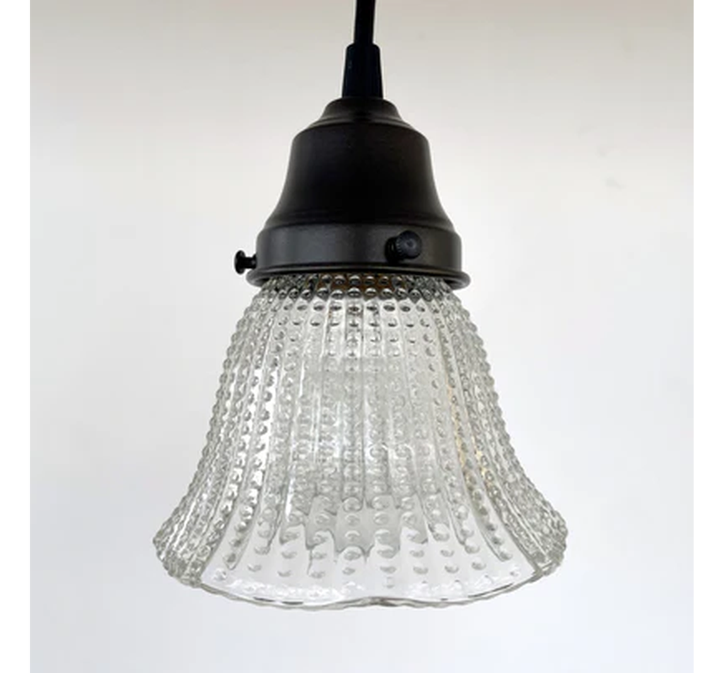 Petite Hobnail 1940's Glass Pendant Light