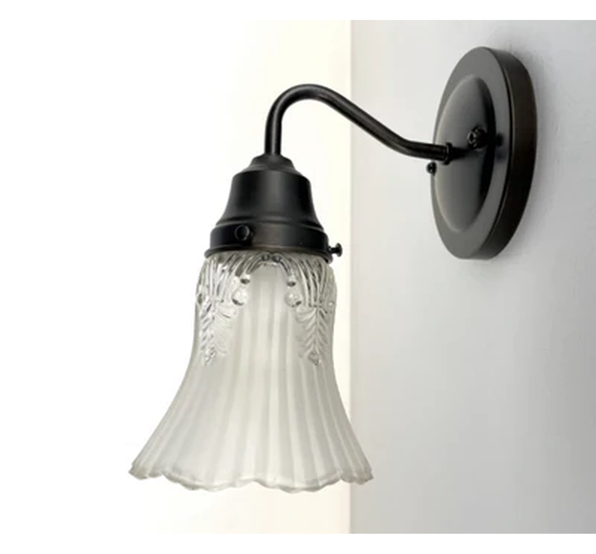 Vanity SCONCE Wall Light 1950s Fixture Frost & Clear Antique Vintage Glass