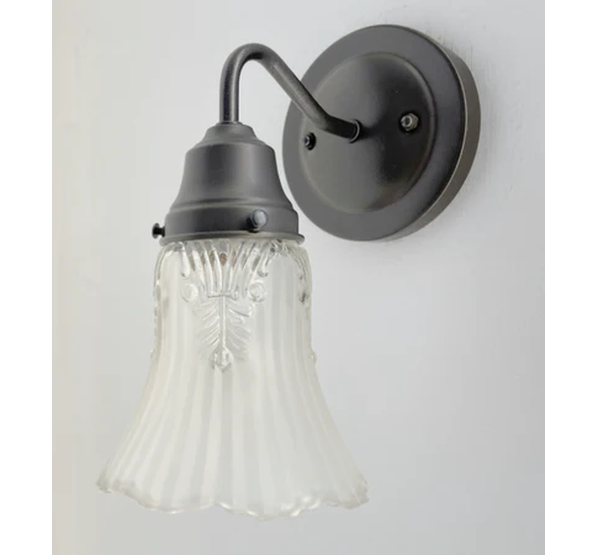 Vanity SCONCE Wall Light 1950s Fixture Frost & Clear Antique Vintage Glass