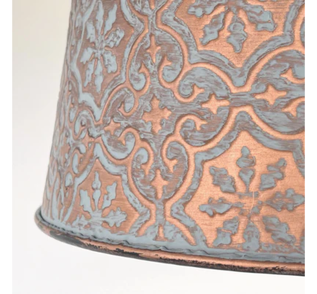 Ornate Copper Farmhouse Ceiling Light | 12" | 4-Bulb Flush Mount