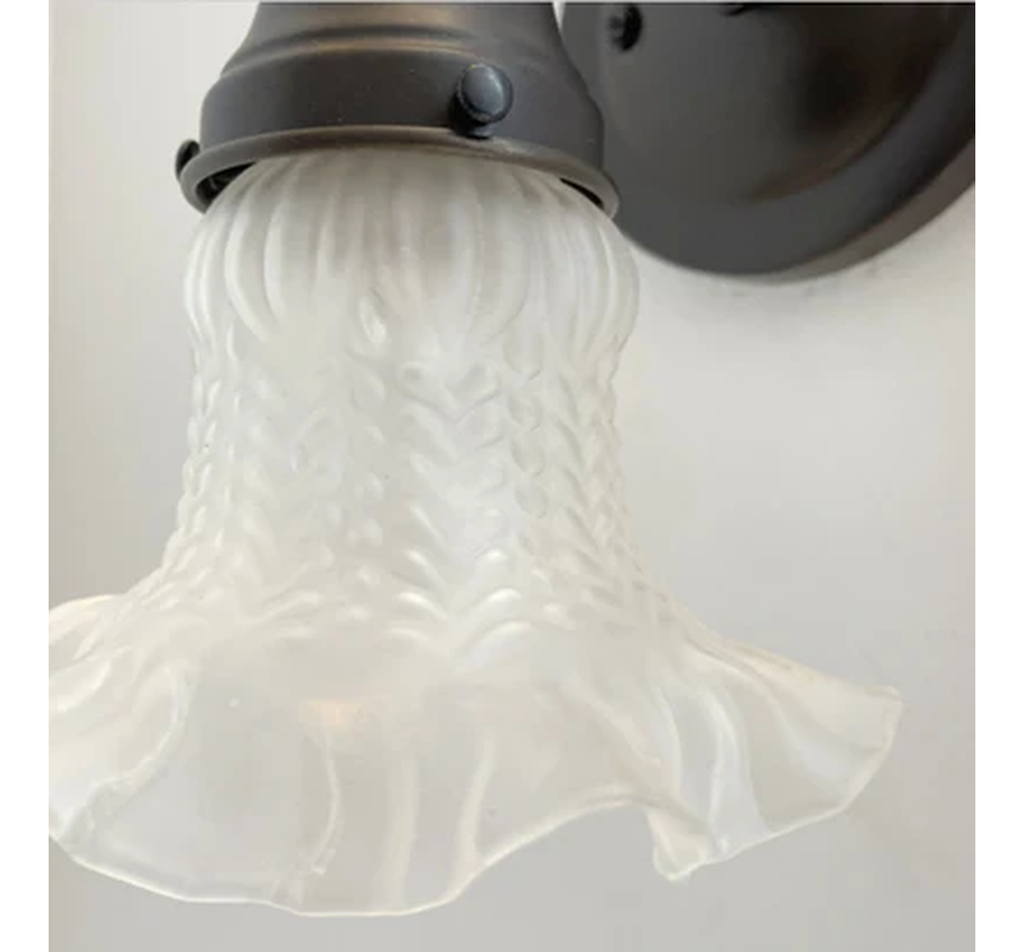 Antique Hobnail 1950's Frosted Glass Wall Sconce Light Fixture