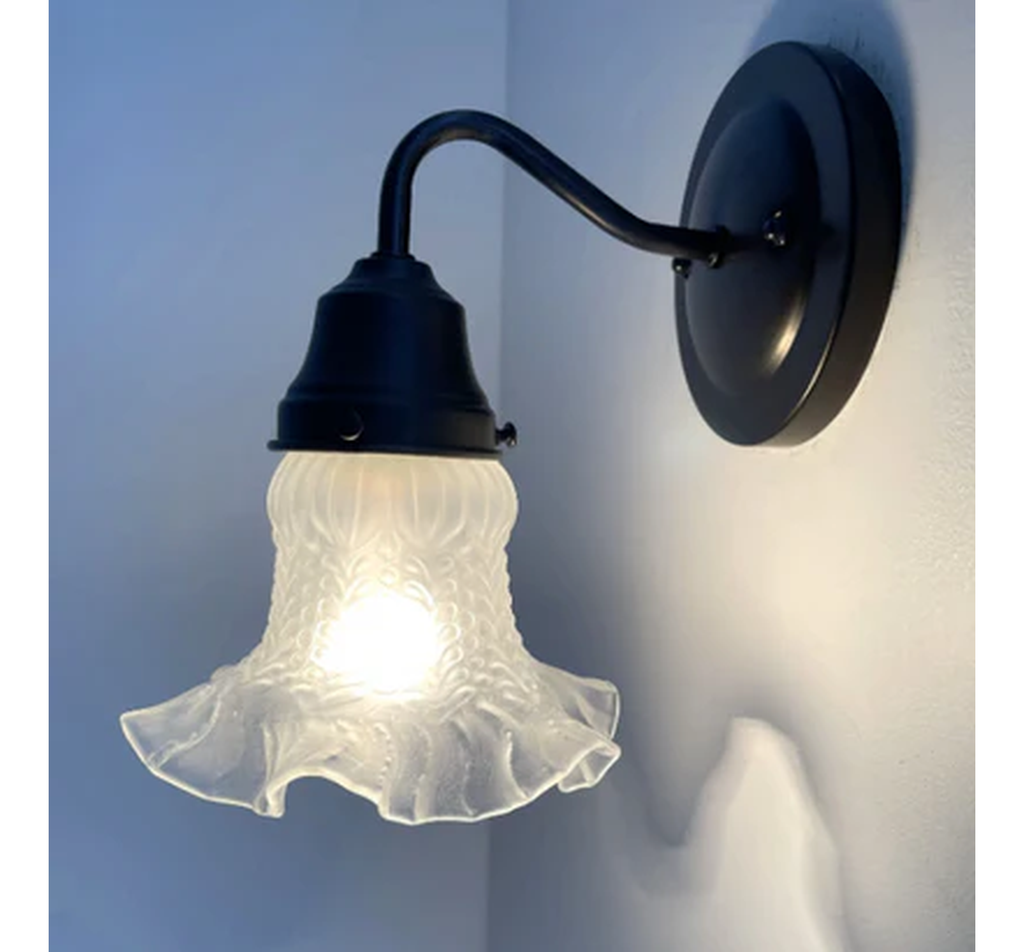 Antique Hobnail 1950's Frosted Glass Wall Sconce Light Fixture