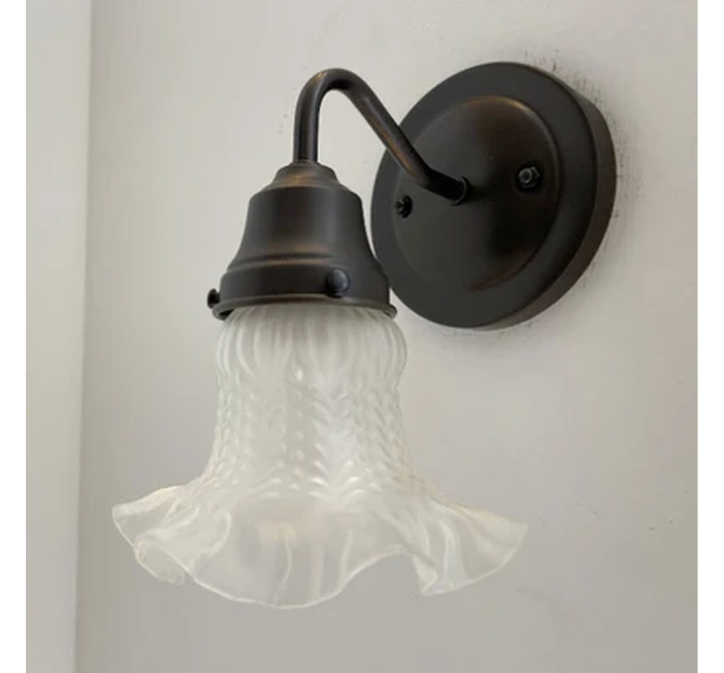 Antique Hobnail 1950's Frosted Glass Wall Sconce Light Fixture