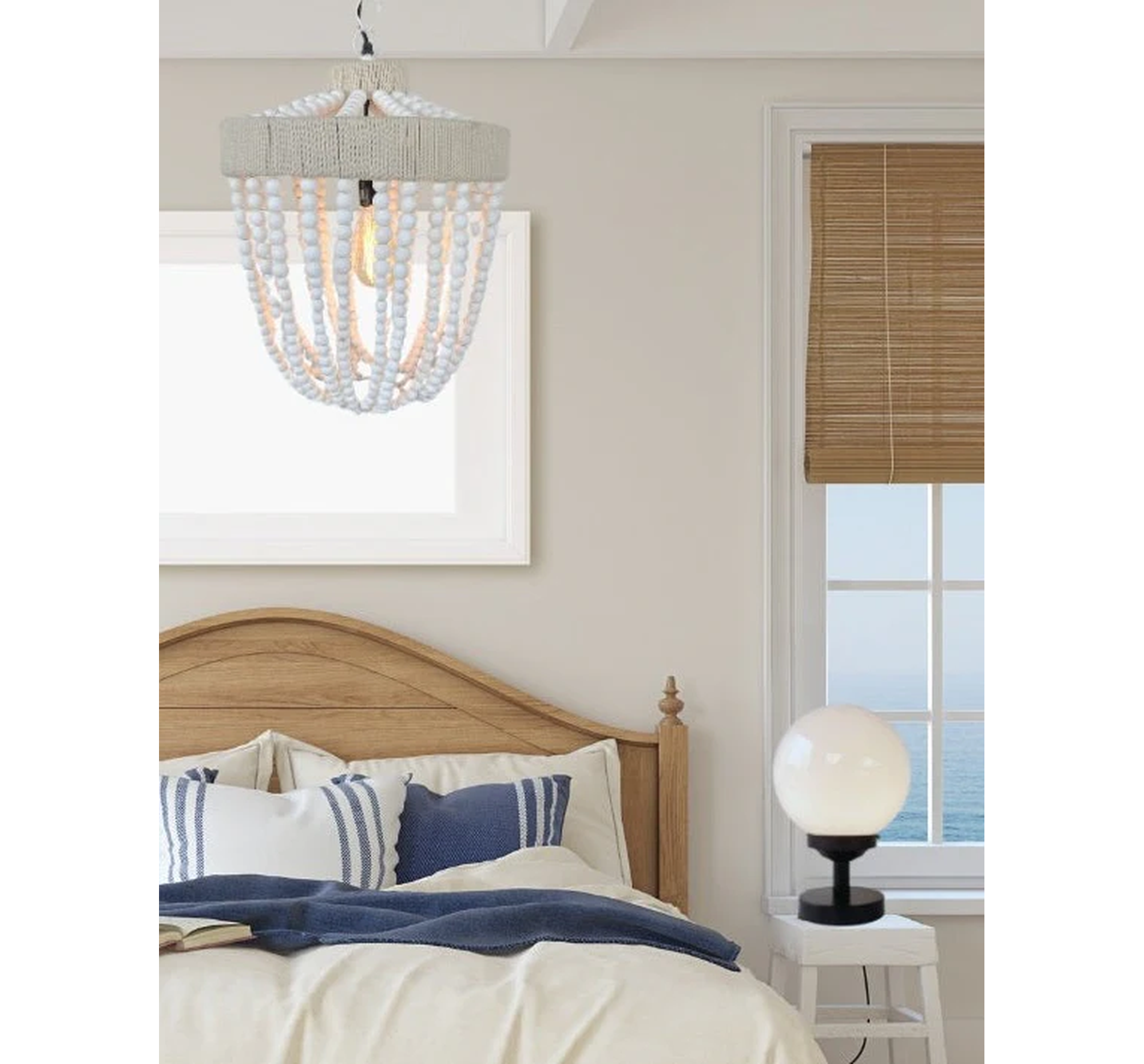 Very Large Farmhouse Beaded Chandelier Pendant Light