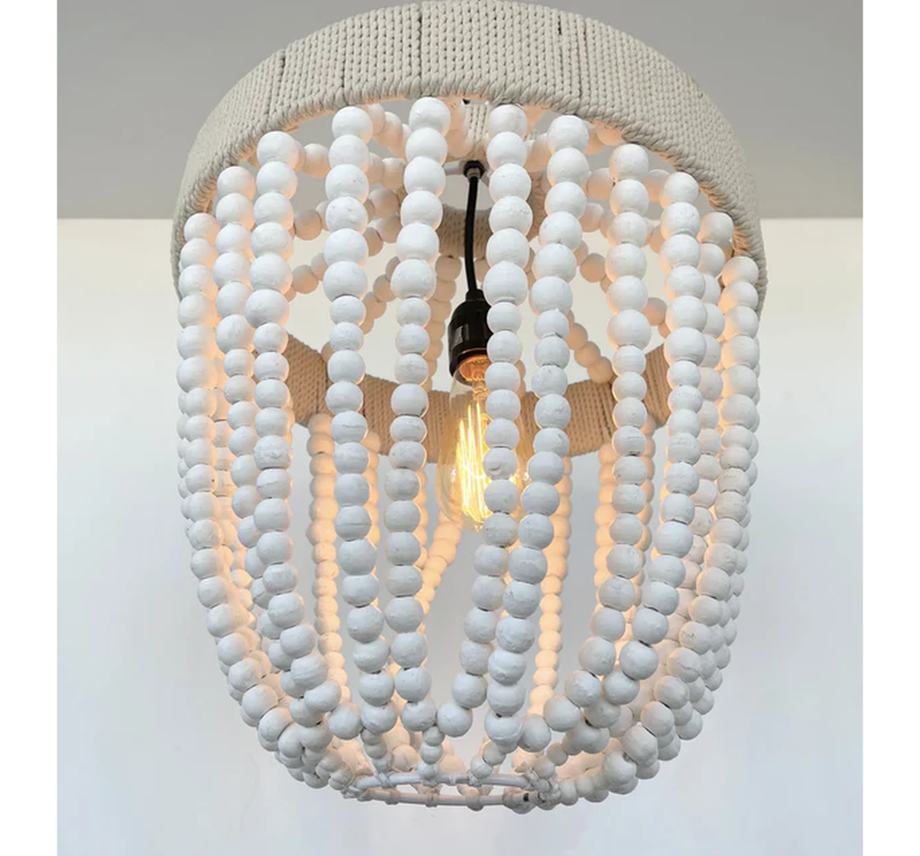 Very Large Farmhouse Beaded Chandelier Pendant Light