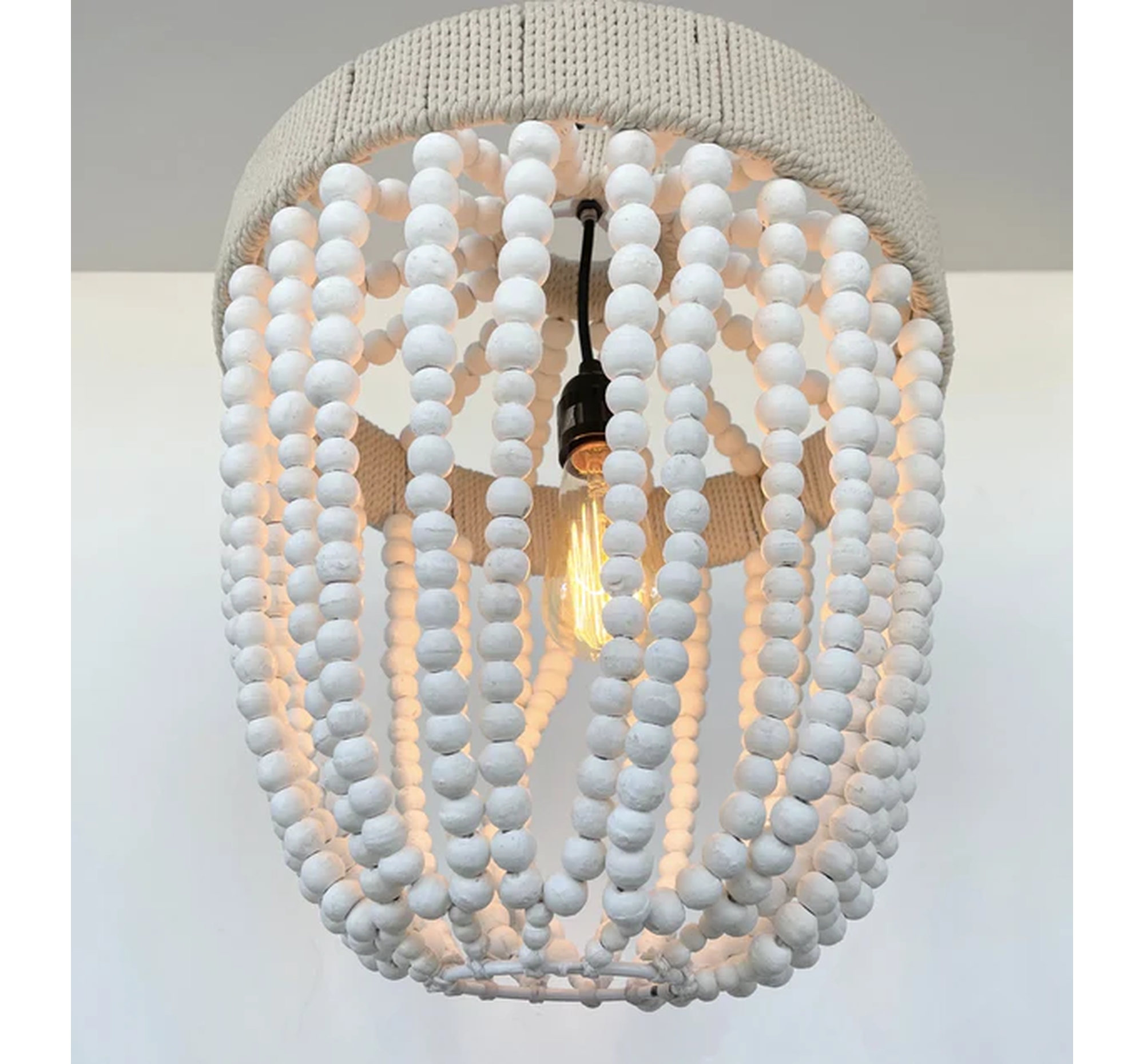 Very Large Farmhouse Beaded Chandelier Pendant Light