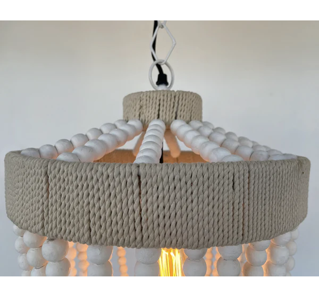 Very Large Farmhouse Beaded Chandelier Pendant Light