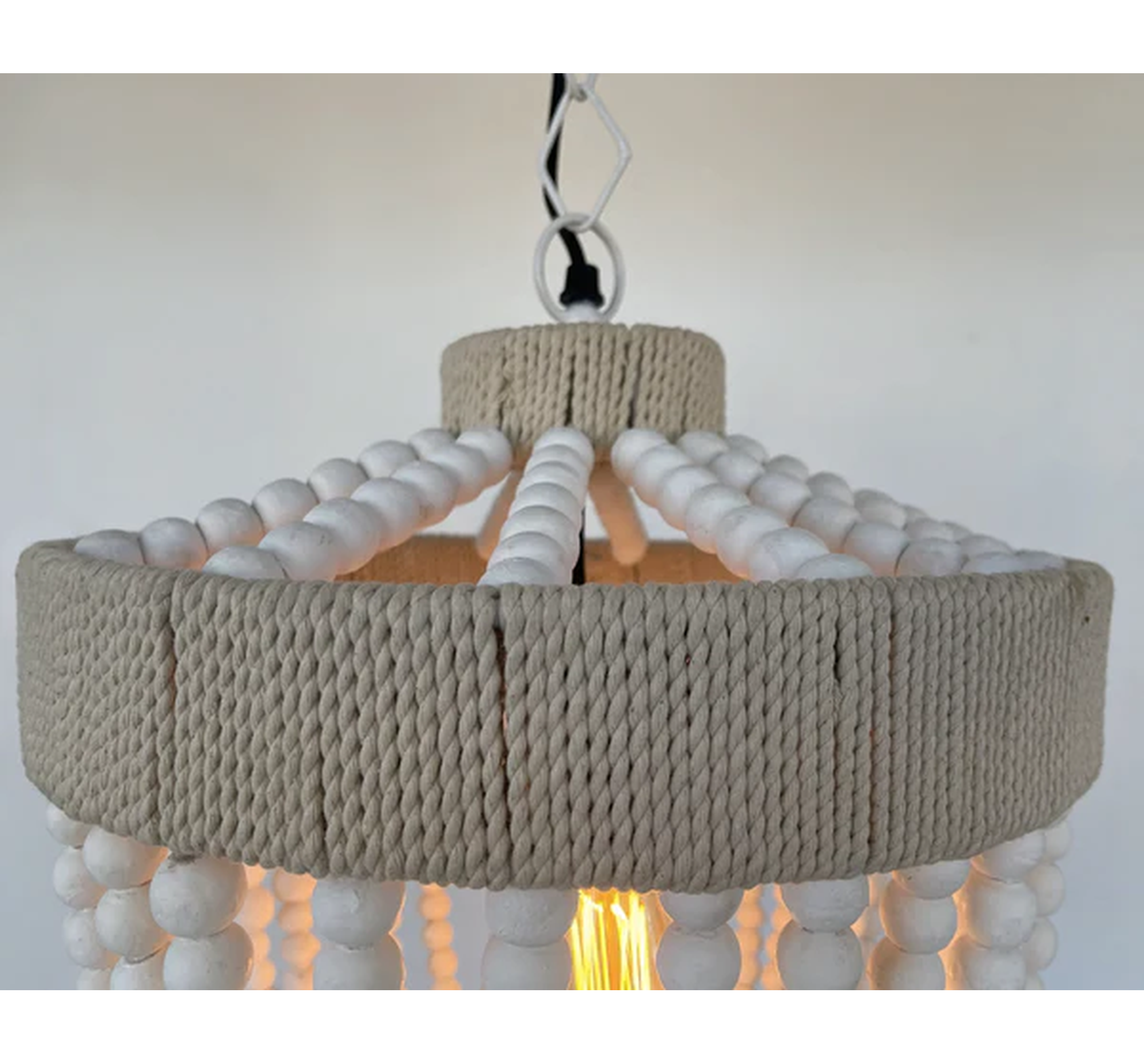 Very Large Farmhouse Beaded Chandelier Pendant Light