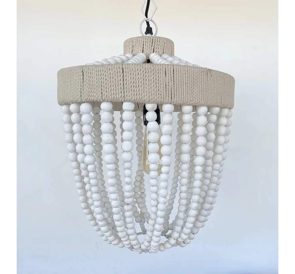 Very Large Farmhouse Beaded Chandelier Pendant Light