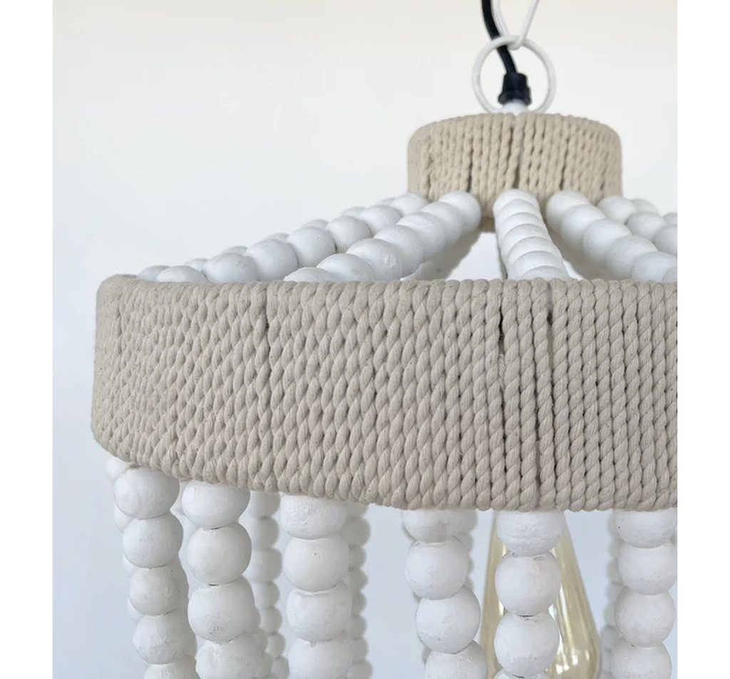 Very Large Farmhouse Beaded Chandelier Pendant Light