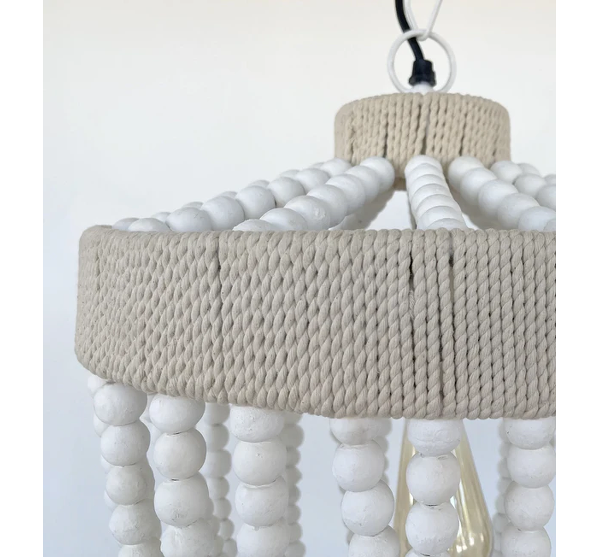 Very Large Farmhouse Beaded Chandelier Pendant Light