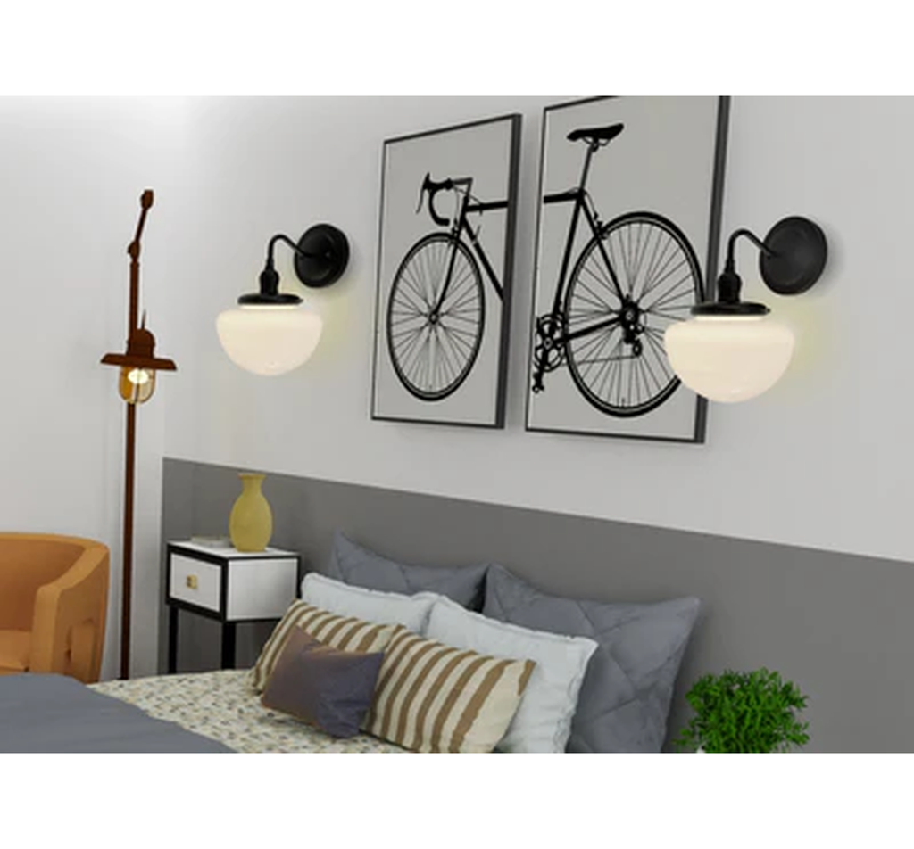 Opal Mushroom Schoolhouse Wall Sconce Light