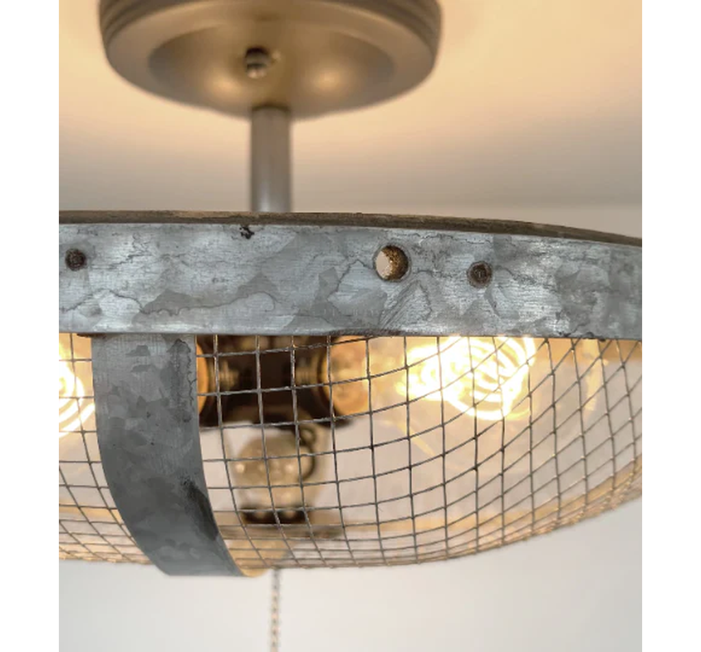 Industrial Farmhouse Screen Flush Mount Ceiling Light