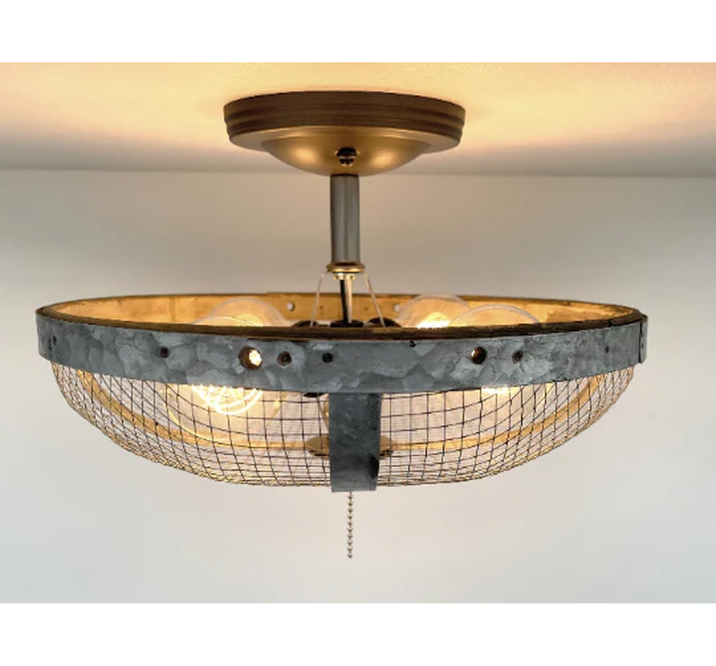 Industrial Farmhouse Screen Flush Mount Ceiling Light