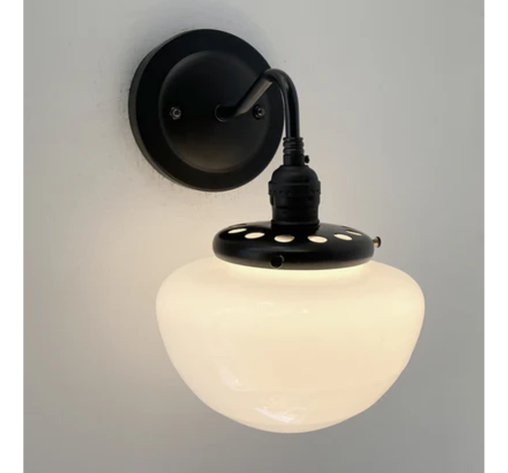 Opal Mushroom Schoolhouse Wall Sconce Light