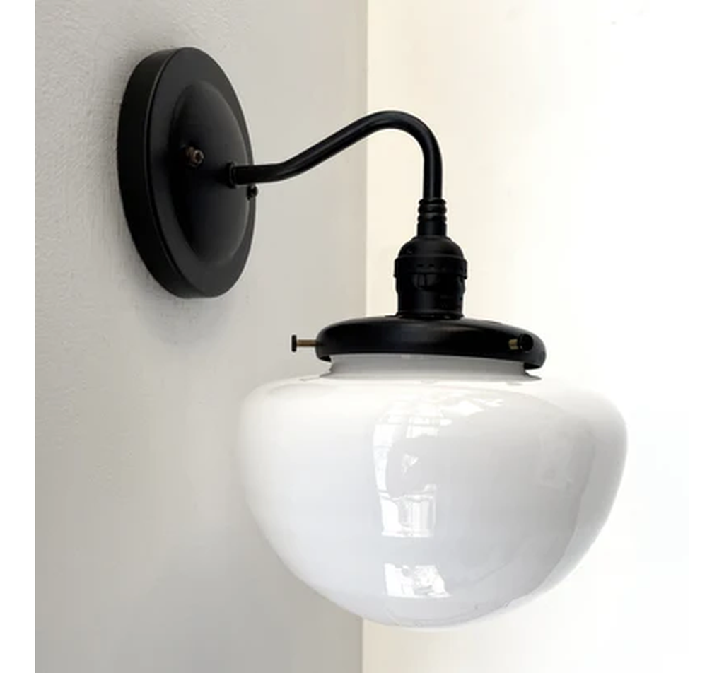 Opal Mushroom Schoolhouse Wall Sconce Light