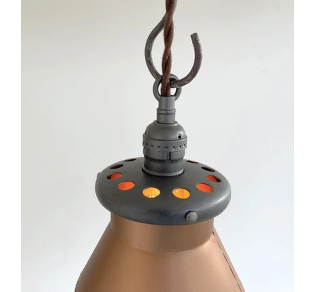 Rustic COPPER Farmhouse MILK CAN Barn Pendant Light Fixture