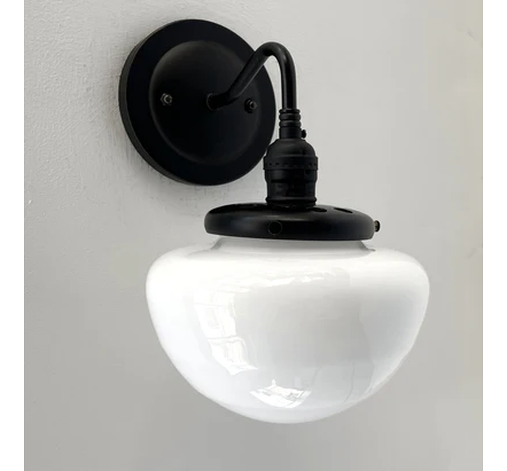 Opal Mushroom Schoolhouse Wall Sconce Light
