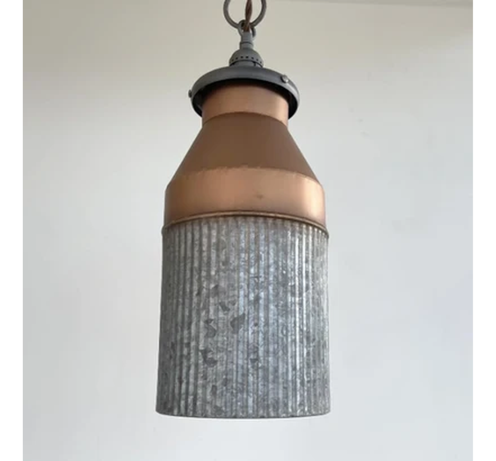 Rustic COPPER Farmhouse MILK CAN Barn Pendant Light Fixture