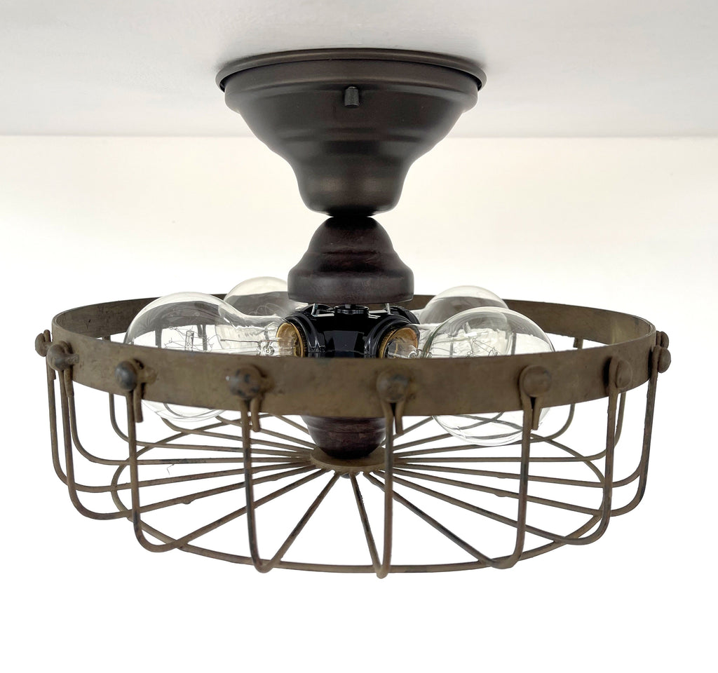 Rustic Industrial Cage Ceiling Light | 11.5"