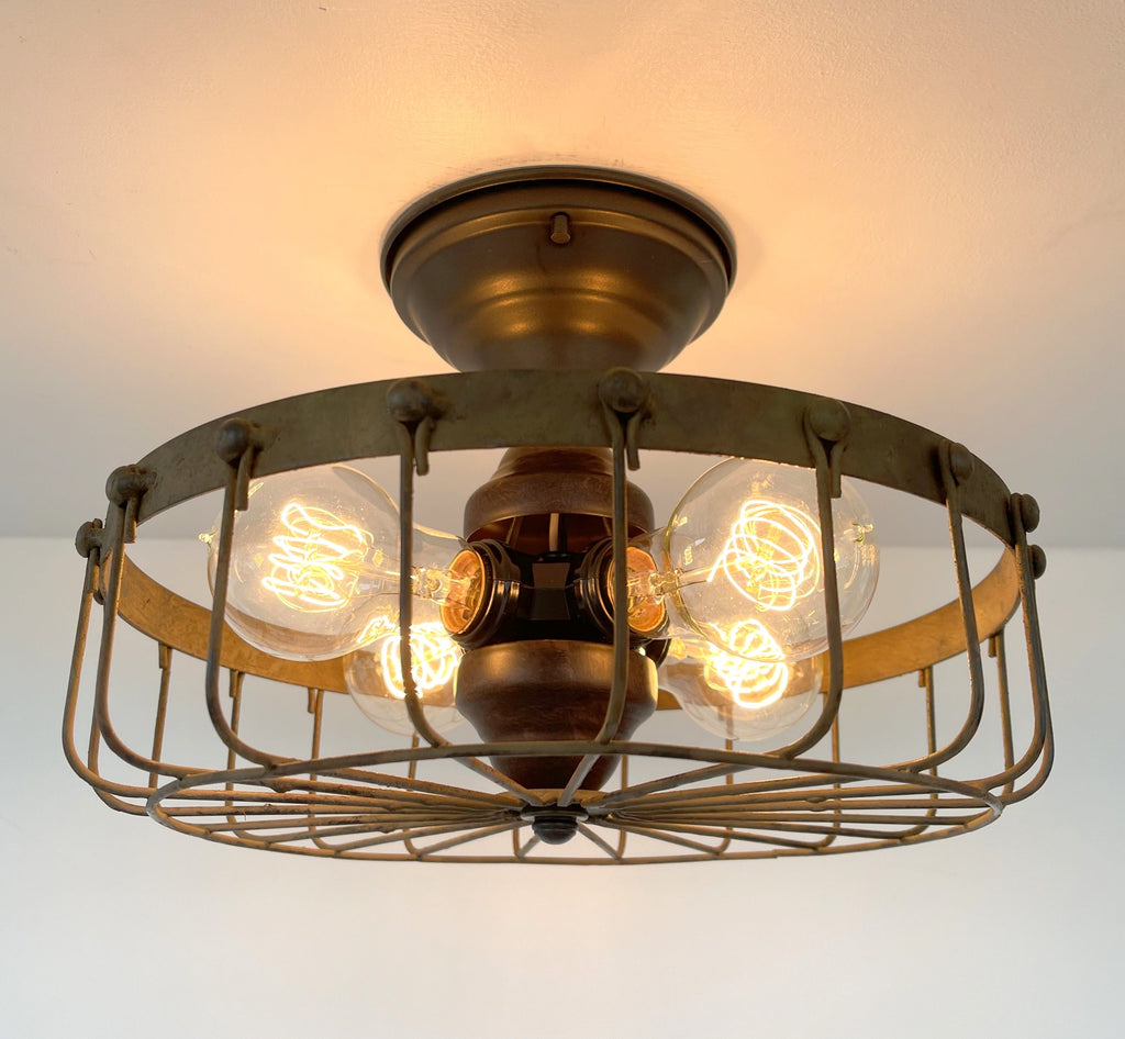 Rustic Industrial Cage Ceiling Light | 11.5"