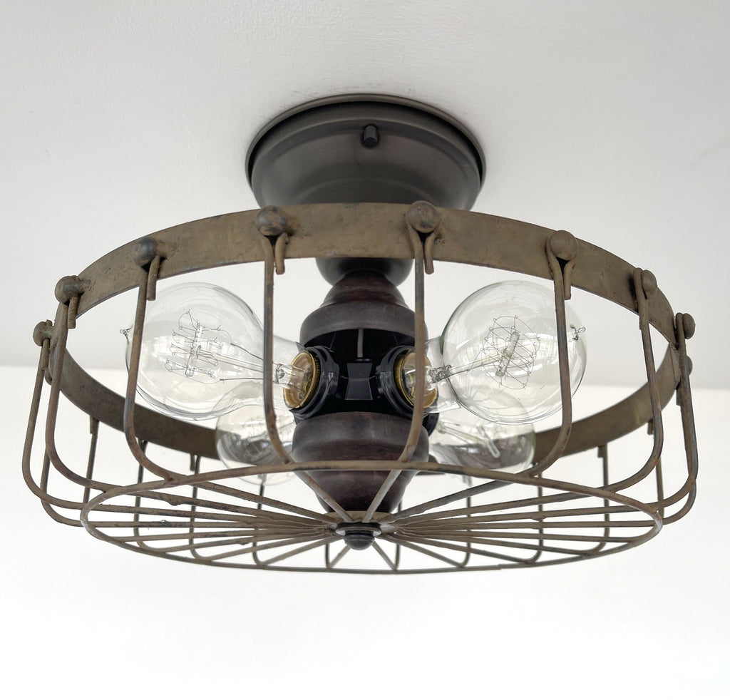 Rustic Industrial Cage Ceiling Light | 11.5"