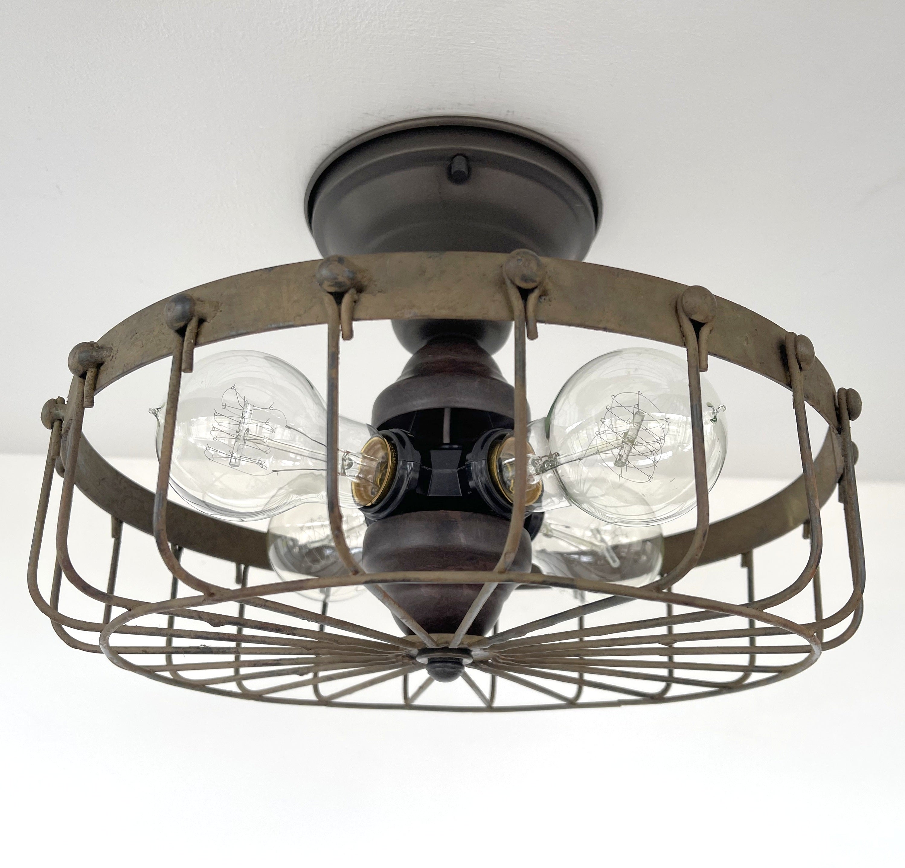 Rustic Industrial Cage Ceiling Light | 11.5"