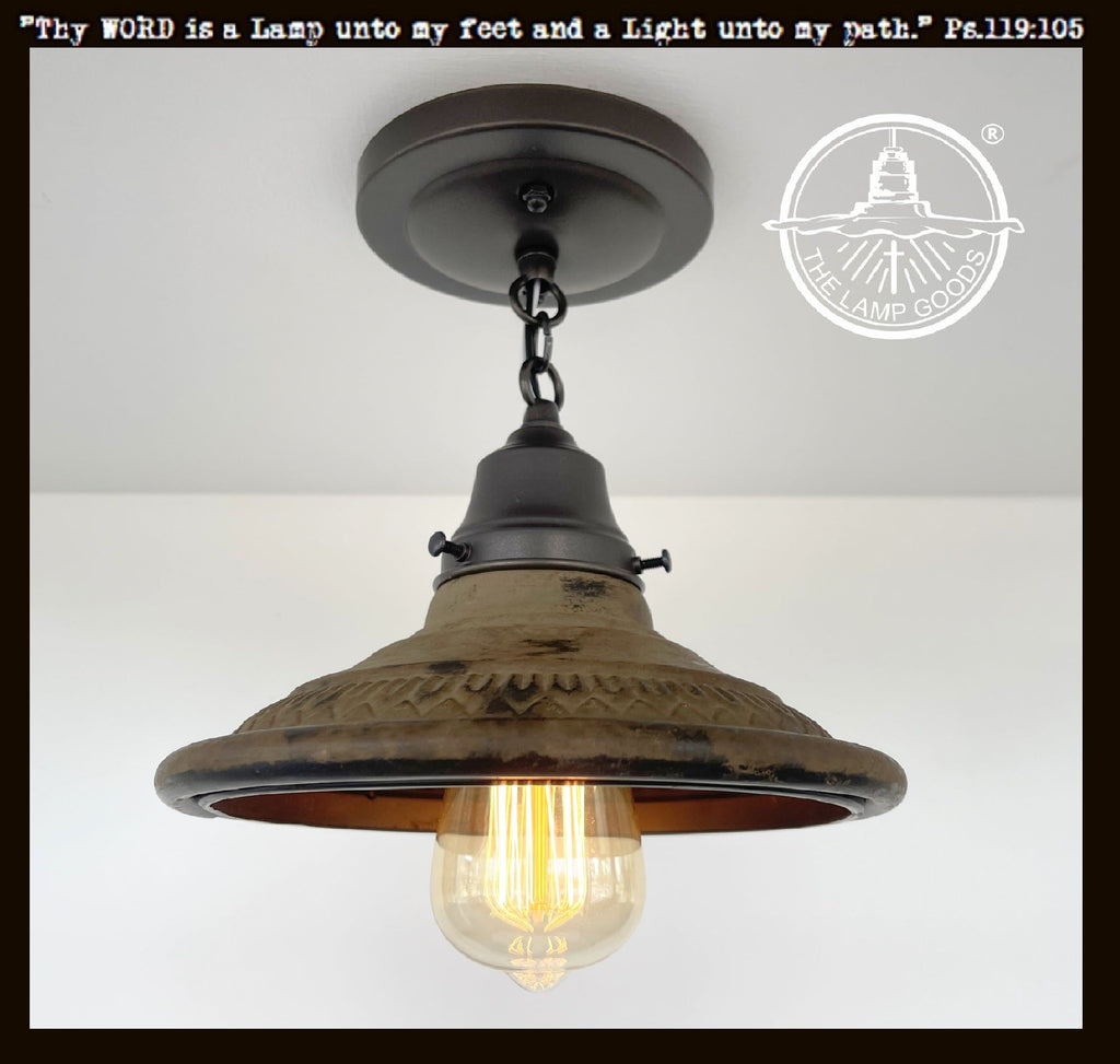 Rustic Industrial Farmhouse Ceiling Light | 8.5"W | Metal Flush Mount