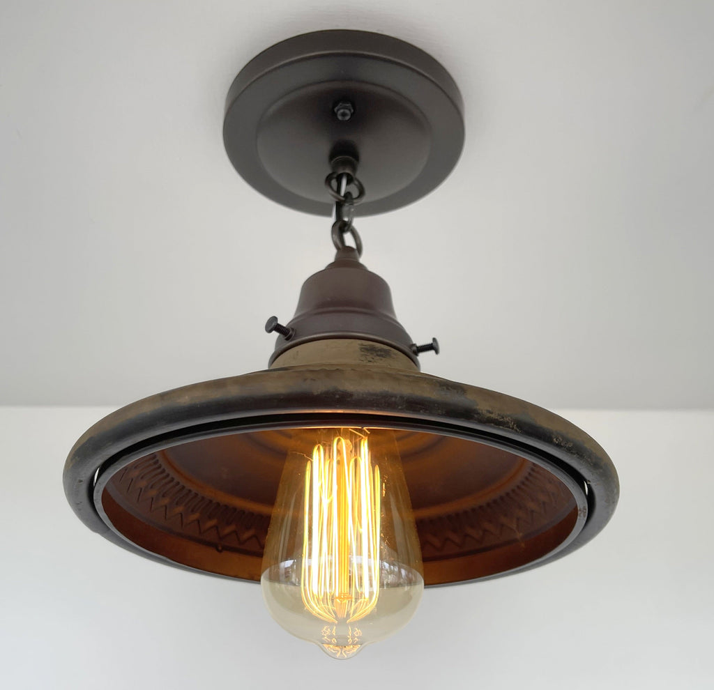 Rustic Industrial Farmhouse Ceiling Light | 8.5"W | Metal Flush Mount