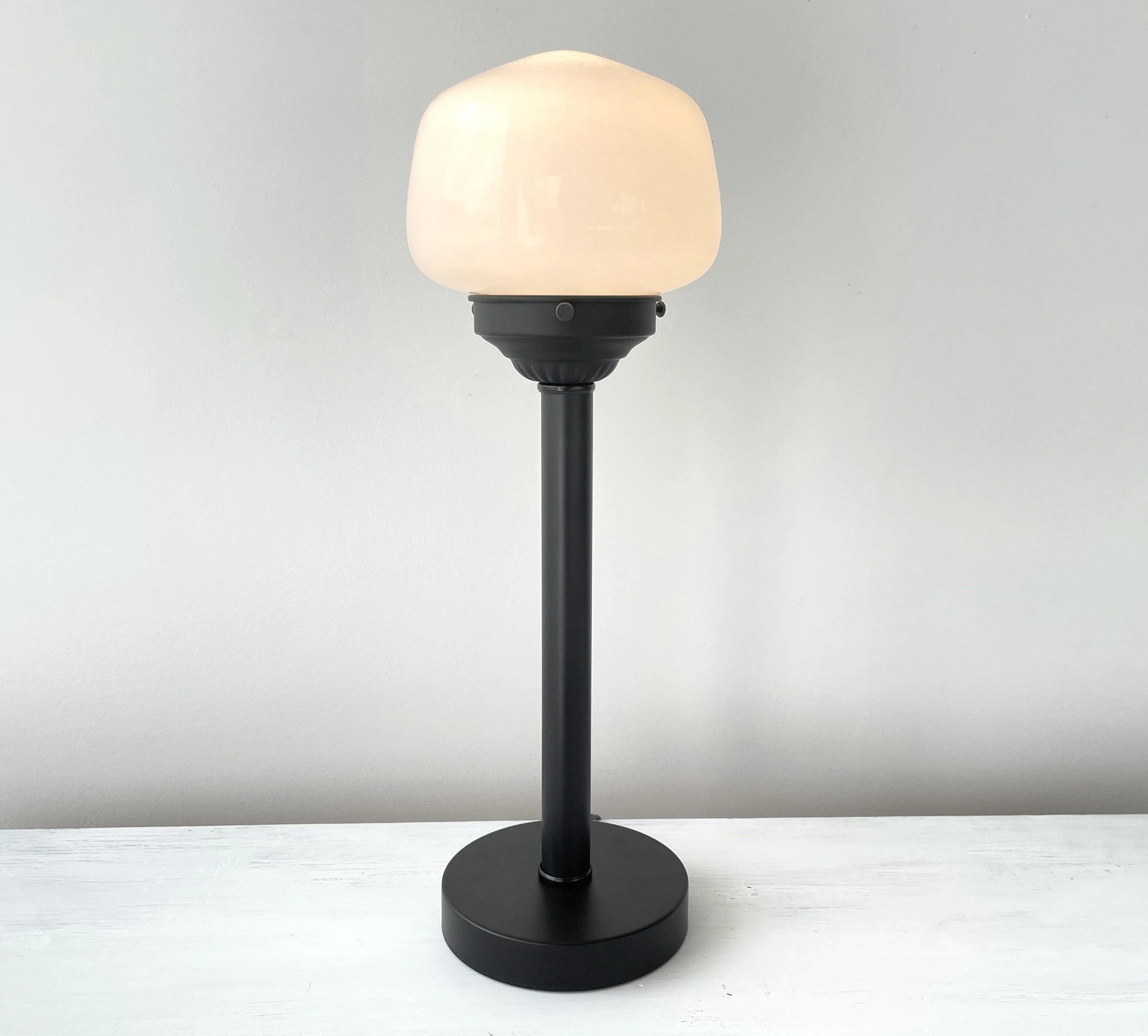 Small Schoolhouse Milk Glass Tall Table Lamp