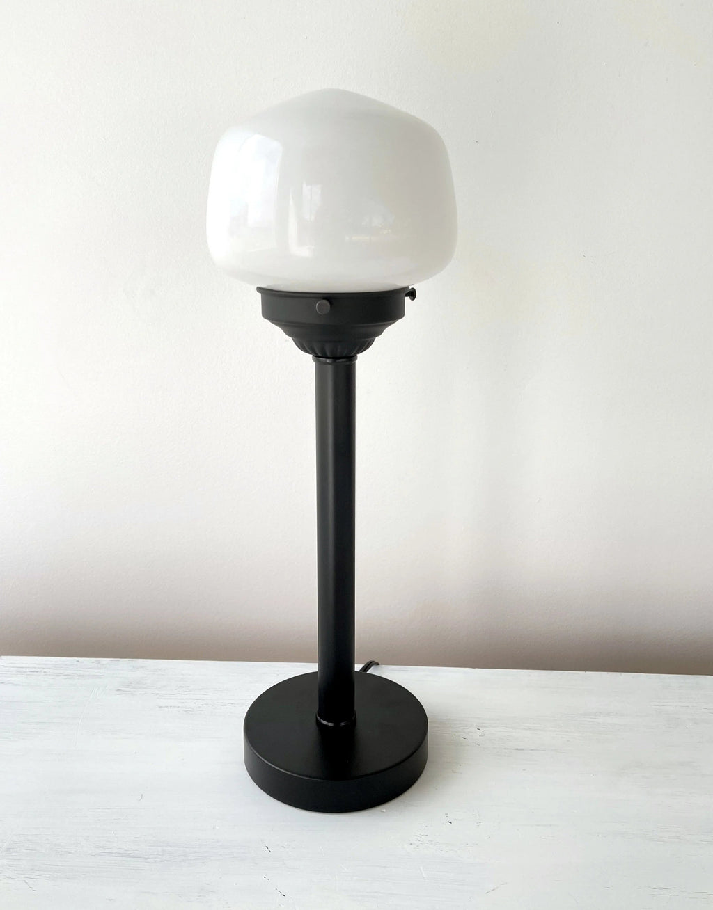 Small Schoolhouse Milk Glass Tall Table Lamp