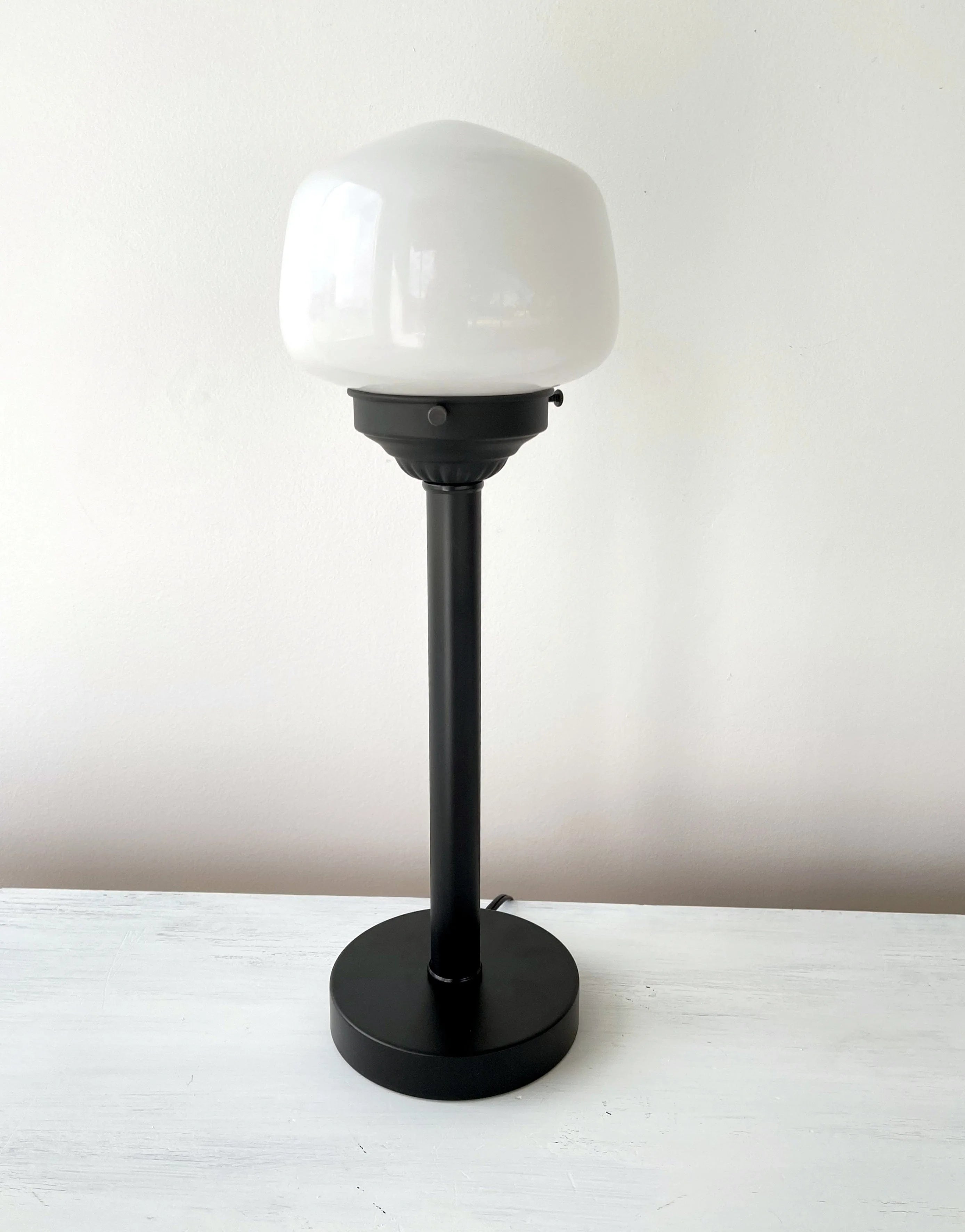 Small Schoolhouse Milk Glass Tall Table Lamp