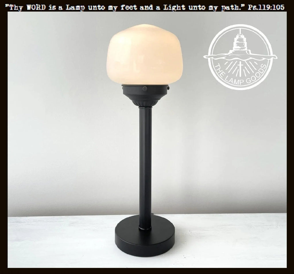 Small Schoolhouse Milk Glass Tall Table Lamp