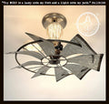Farmhouse Galvanized Windmill STATIONARY Ceiling Light 16"