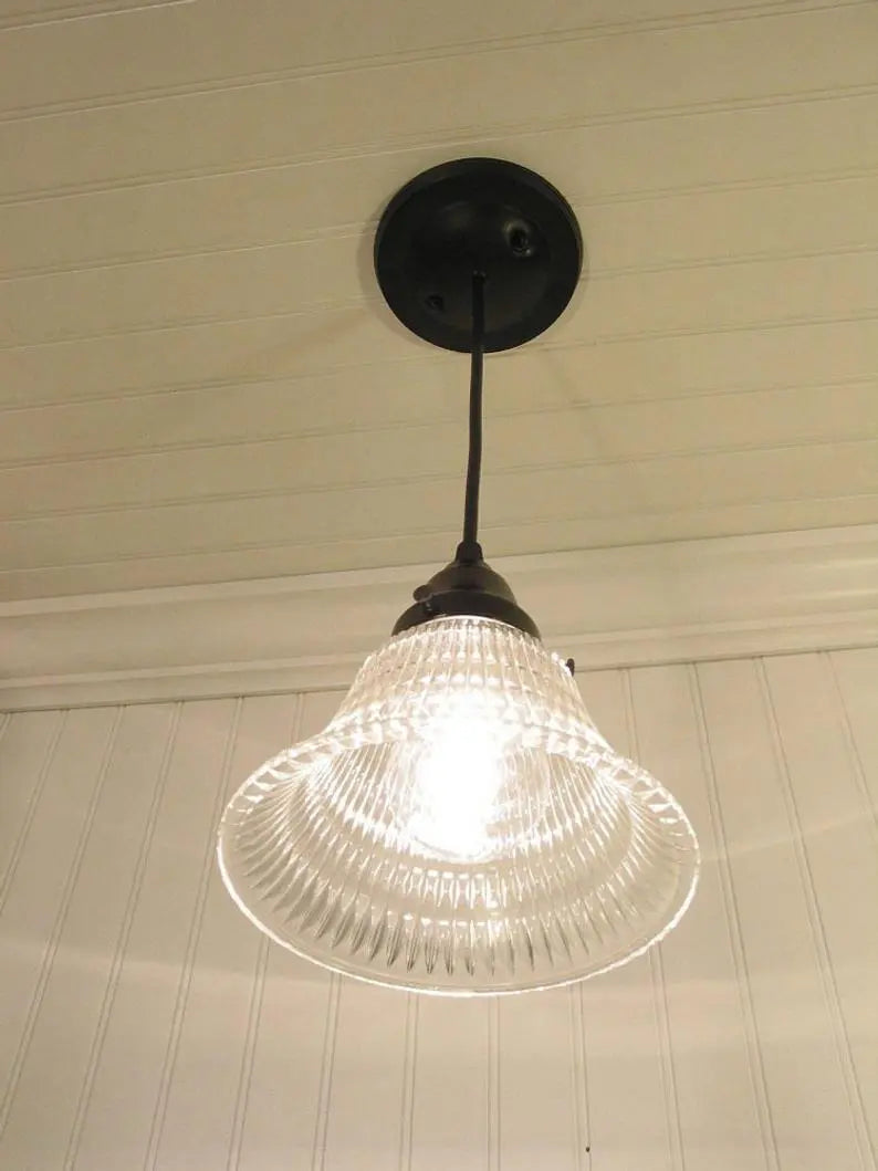 Heavy Vintage Clear Holophane Glass
