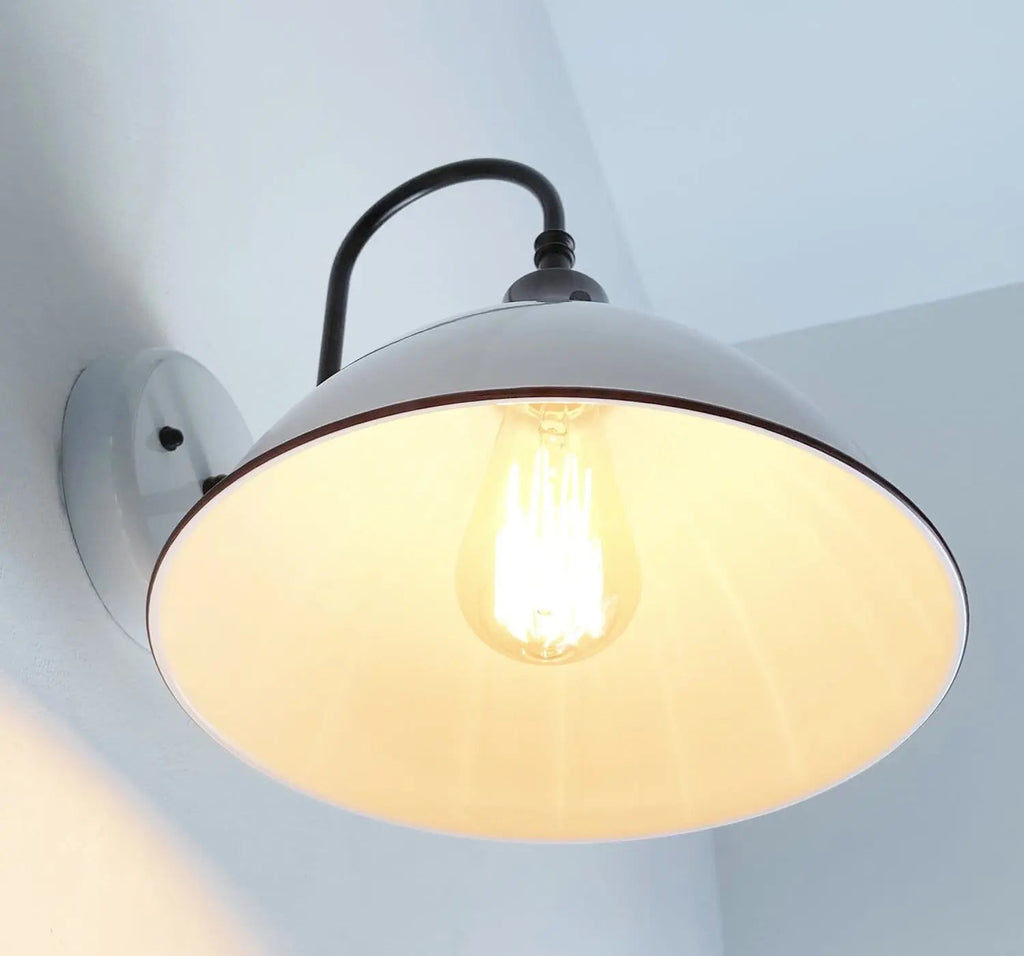 Large White Enamel Wall Sconce Light