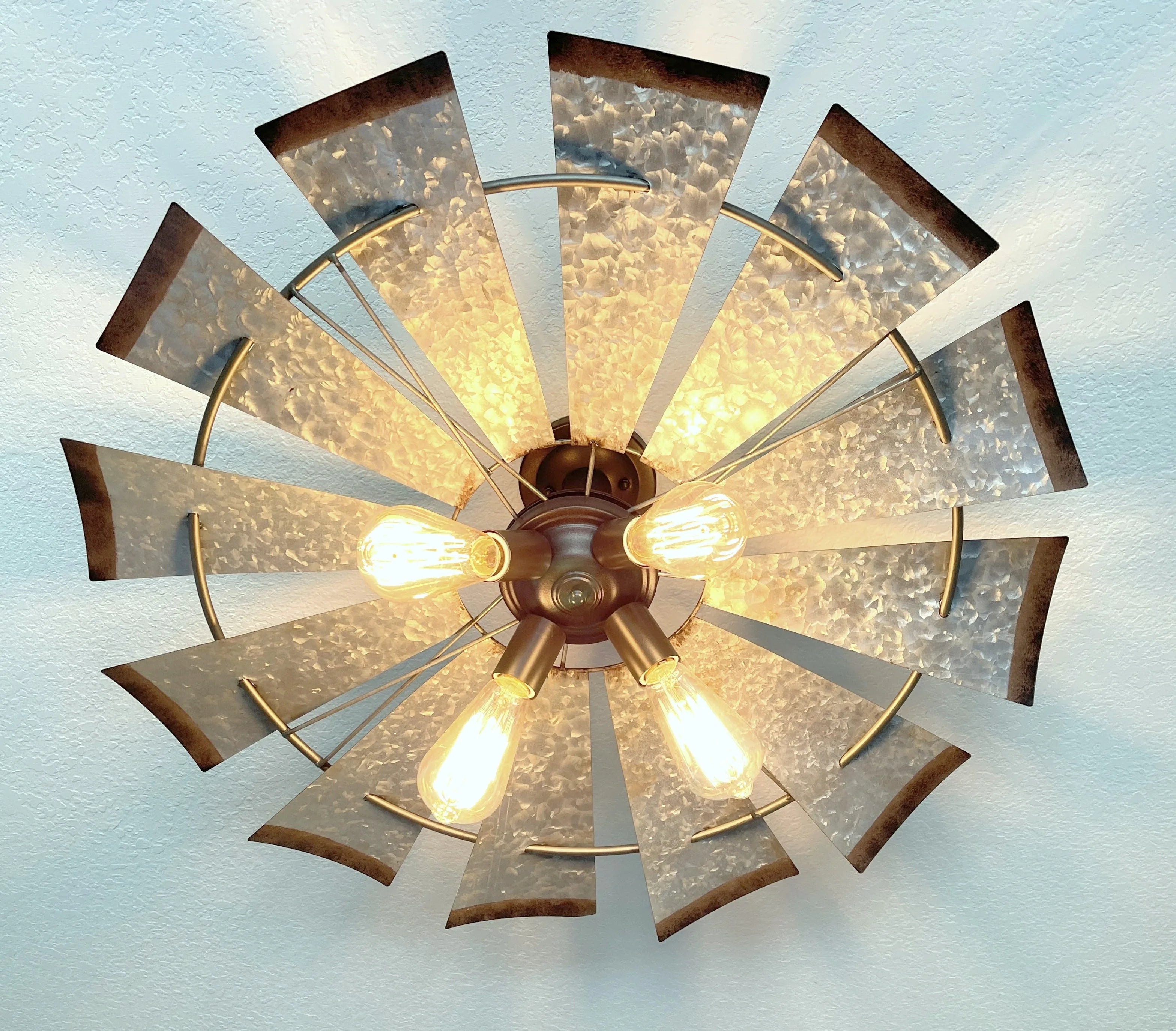 Farmhouse Windmill STATIONARY Ceiling Light | 30" Flush Mount