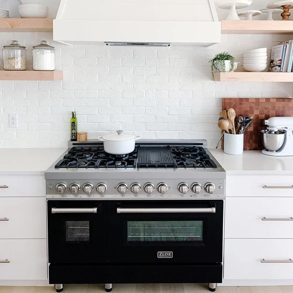 ZLINE 48" Professional Dual Fuel Range with Black Matte Door, RA-BLM-48