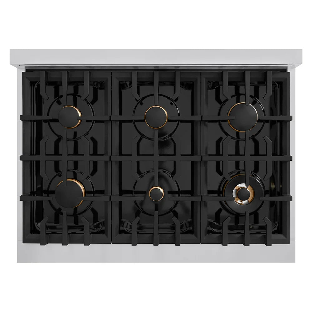 ZLINE 36" Autograph Rangetop Stainless, Bronze Accents, RTZ-36-CB
