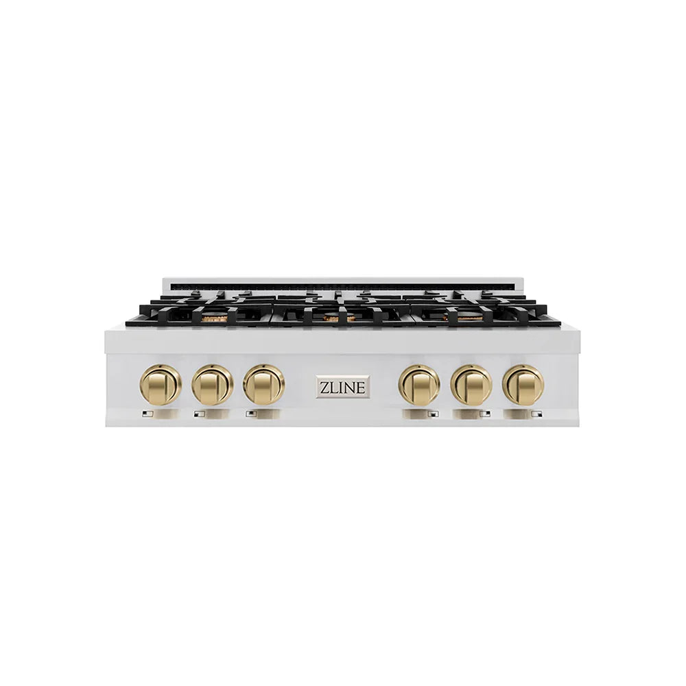 ZLINE 36" Autograph Rangetop Stainless, Bronze Accents, RTZ-36-CB