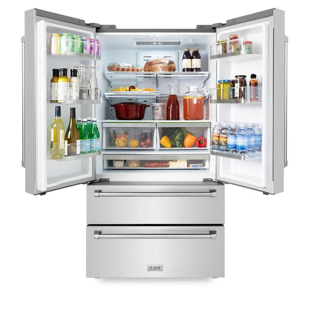 ZLINE Kitchen Package Refrigerator, Rangetop, Wall Oven, Microwave 4KPR-RT48-MWAWS