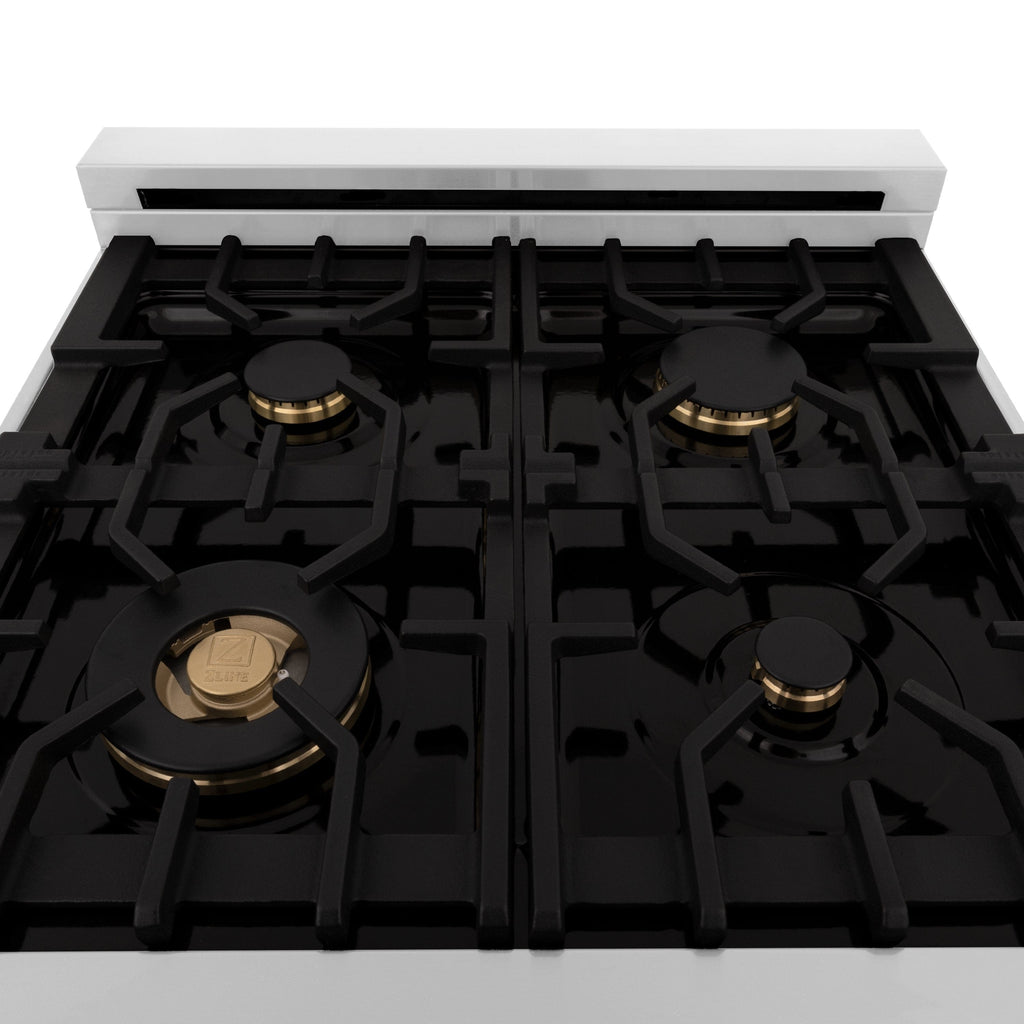 ZLINE 24" Autograph Dual Fuel Range, Stainless, Black accents, RAZ-24-MB