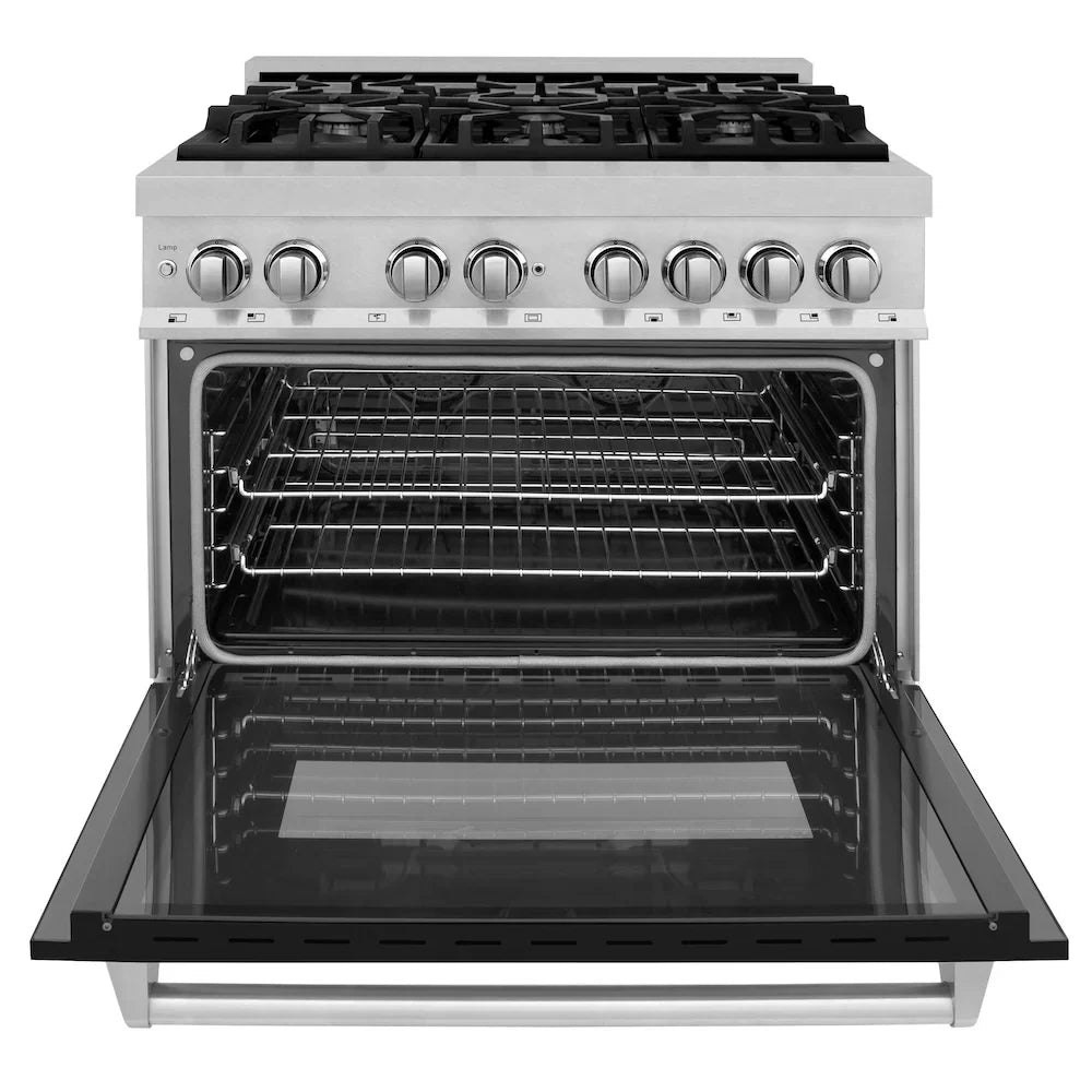 ZLINE 36" Bundle Range RAS-BLM-36 & Range Hood 8654BLM-36, 2KP-RASBLMRH36