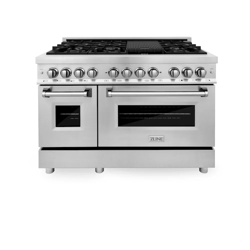 ZLINE 48" Bundled Stainless Dual Range, Range Hood, Microwave, 3KP-RARH48-MW