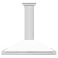 ZLINE 48" Stainless Hood, White Matte, Stainless Handle KB4STX-WM-48