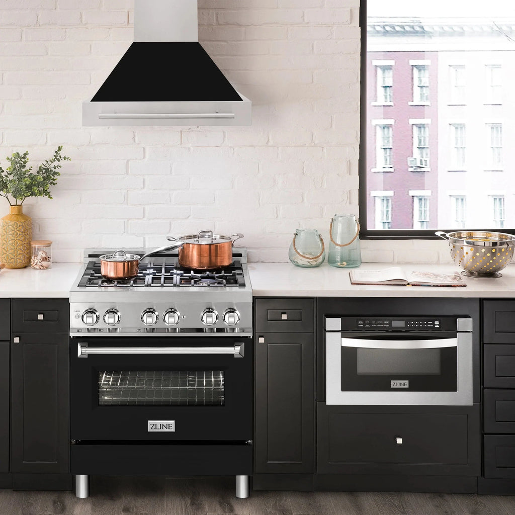 ZLINE 30" Autograph Stainless Wall Range Hood, 8654STX-BLM-30
